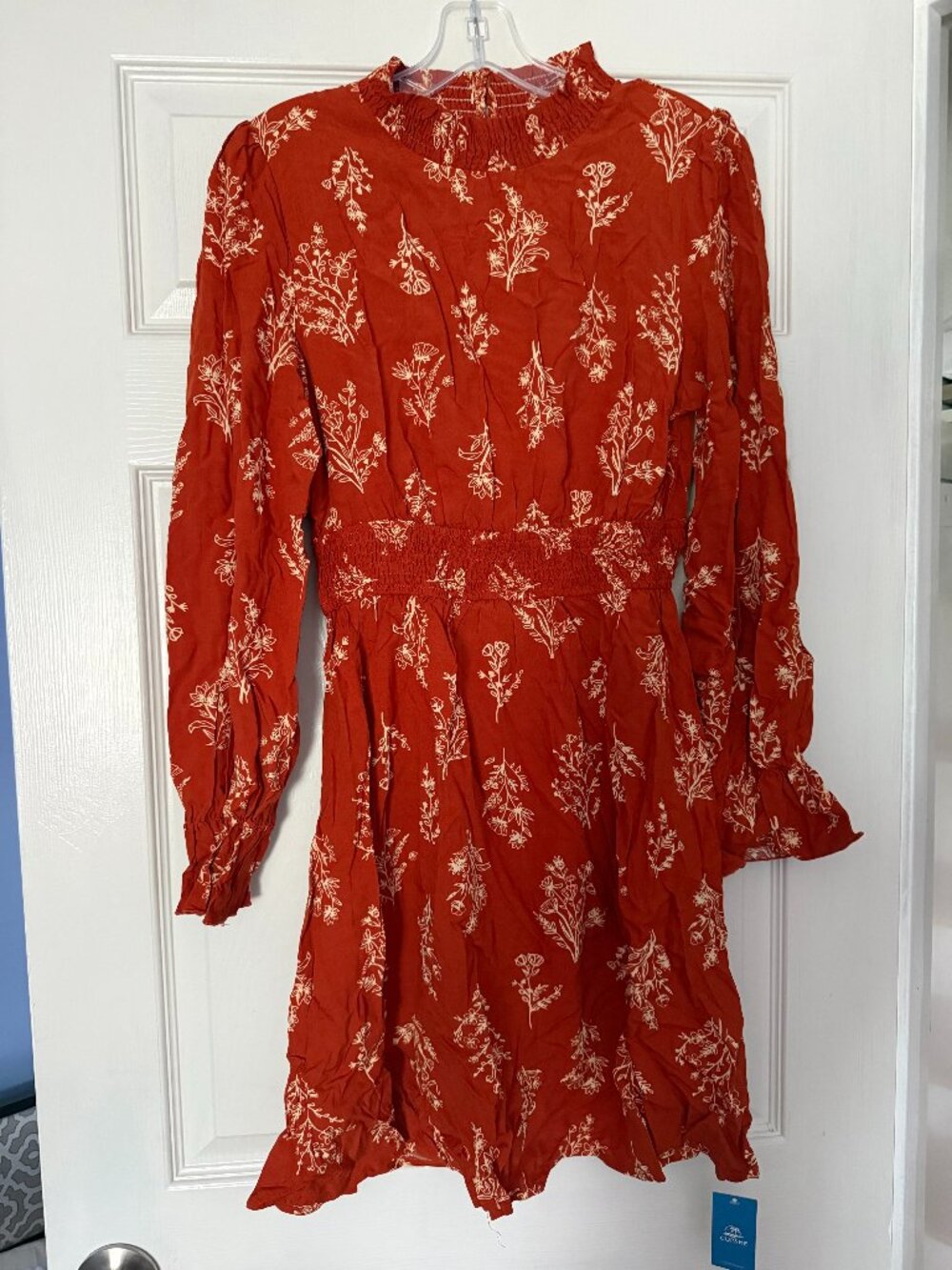 Orange Floral Fall Dress